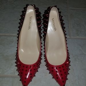 New Luxury👠Red Black Spike heel💃👠NWB